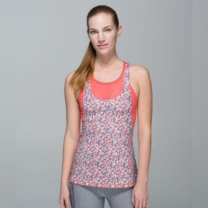Lululemon mesh with me tank top size 4 floral EUC
